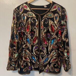 Vintage Laurence Kazar Sequin Embellished Jacket 1X